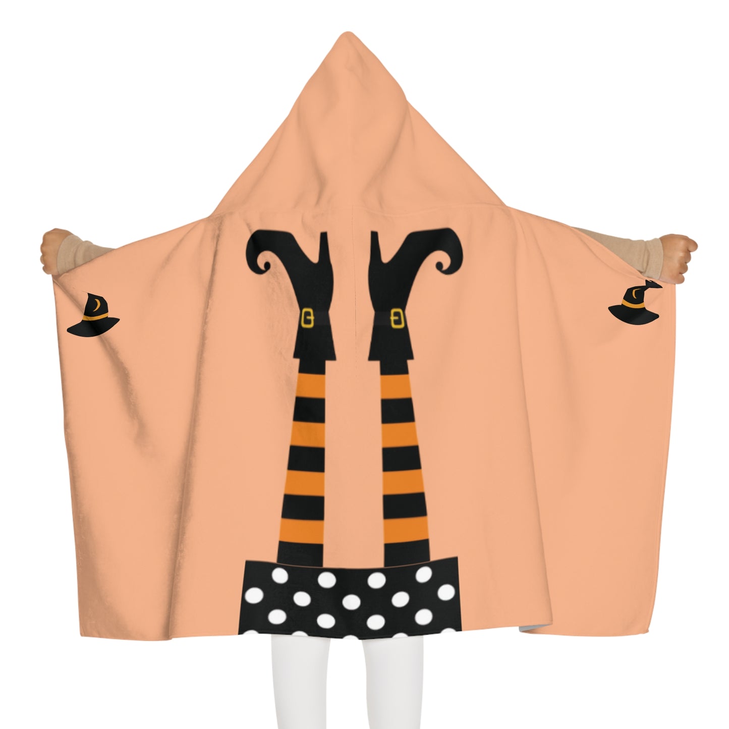 Youth Hooded Towel Halloween Witches legs and Hat