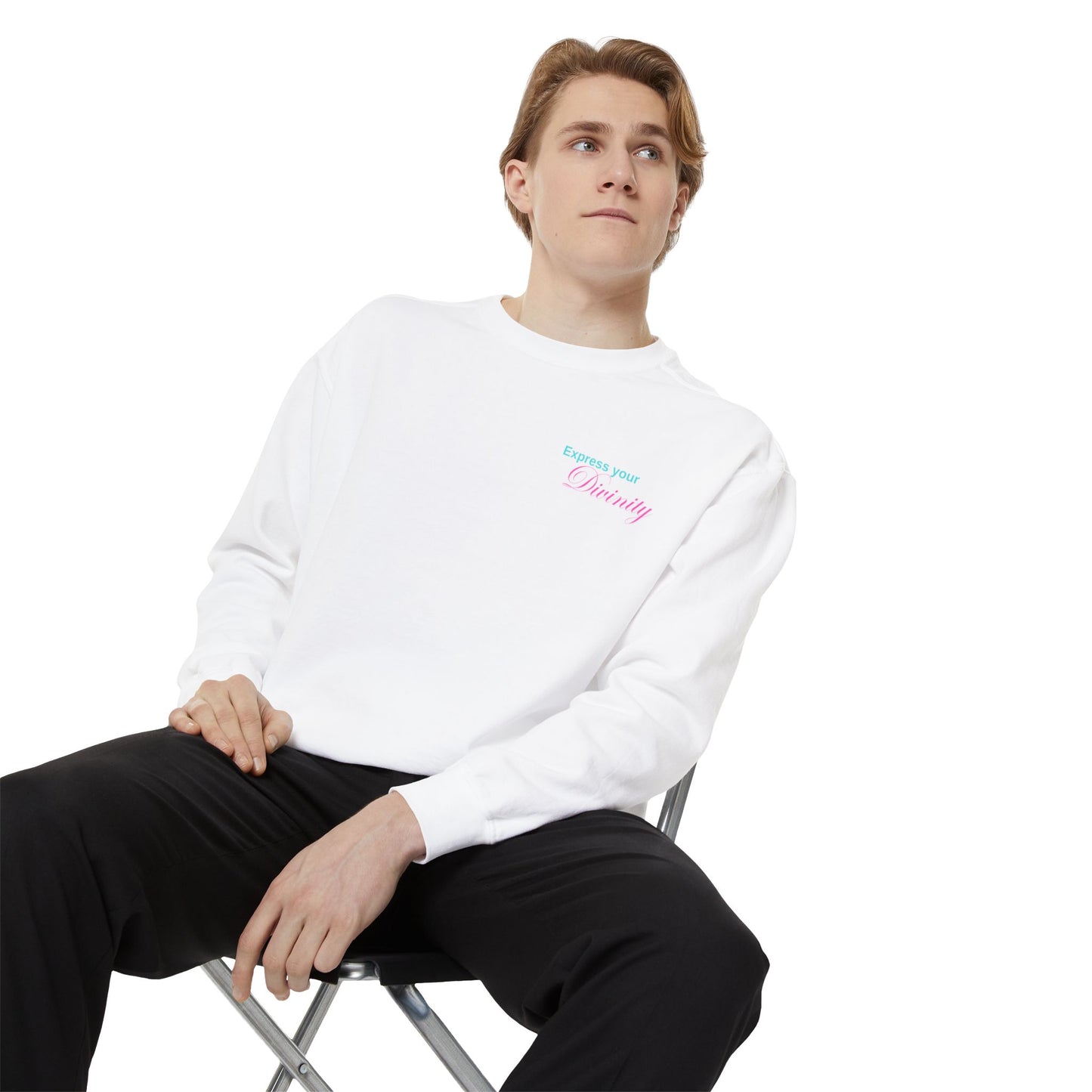 Unisex Garment-Dyed Sweatshirt 'Express your Divinity'