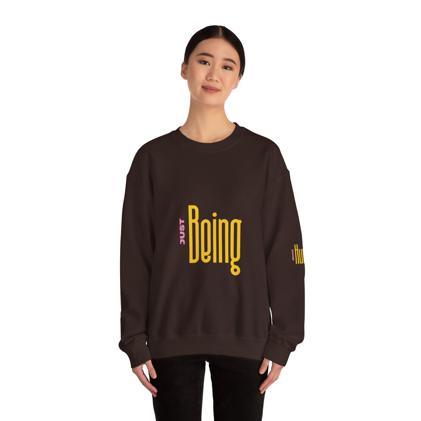 Unisex Heavy Blend™ Crewneck Sweatshirt 'Just Being - Being Human'