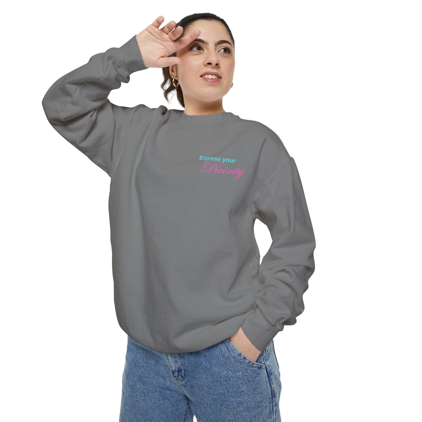 Unisex Garment-Dyed Sweatshirt 'Express your Divinity'