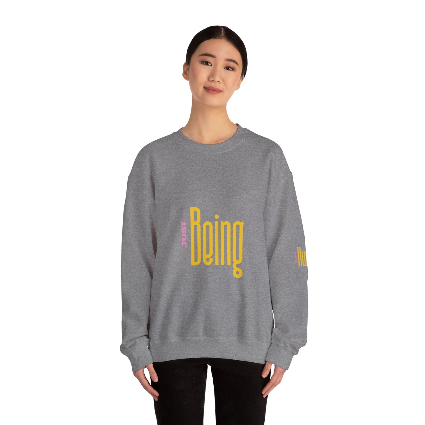 Unisex Heavy Blend™ Crewneck Sweatshirt 'Just Being - Being Human'