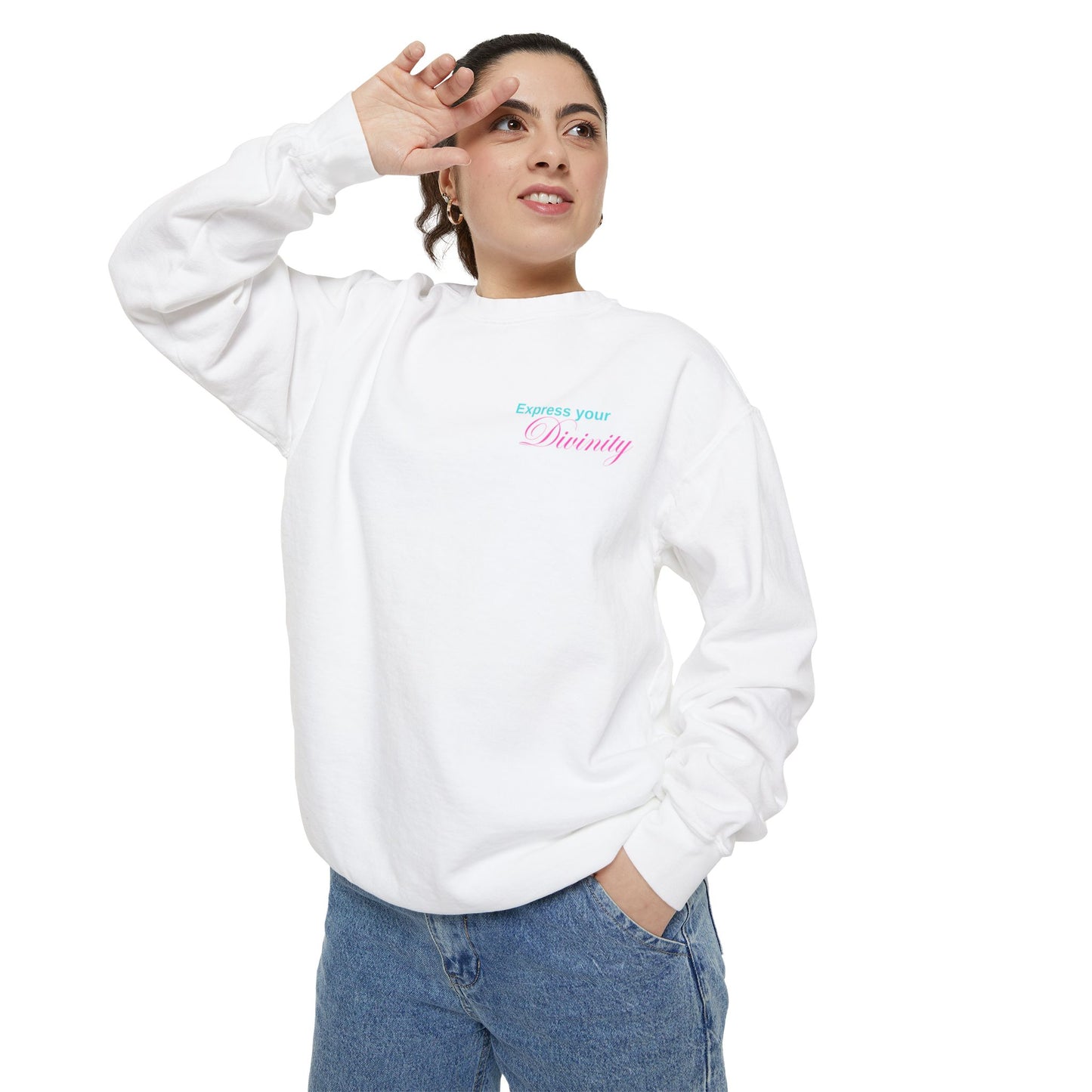 Unisex Garment-Dyed Sweatshirt 'Express your Divinity'